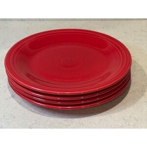 Retired Fiesta Scarlet Red Dinner Plates Glazed Ceramic Homer Laughlin Lead Free
